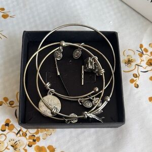 Silver Charm Bangle Bracelet Set